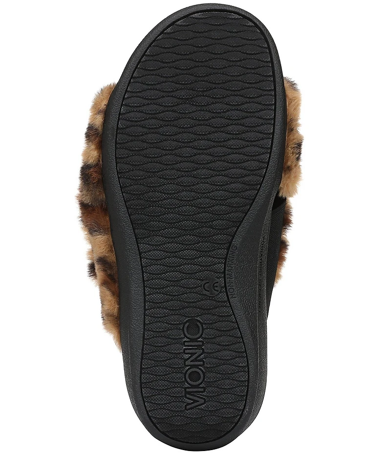 Vionic Relax II Faux Fur Leopard Print Slippers
