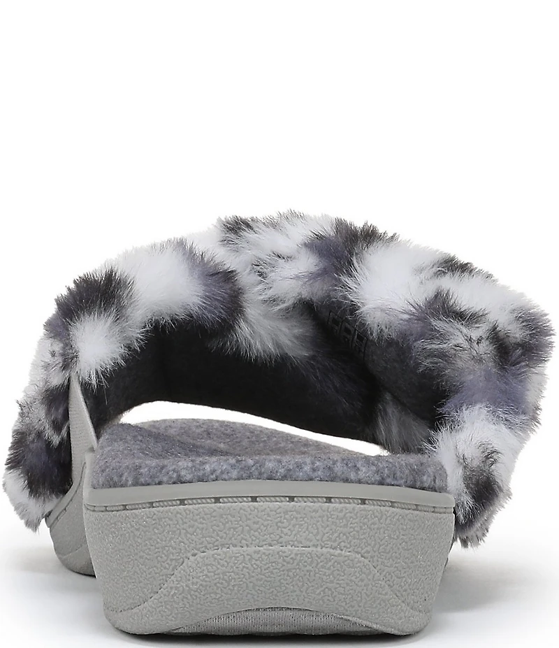 Vionic Relax II Faux Fur Leopard Print Slippers