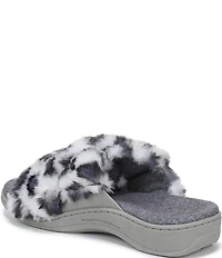 Vionic Relax II Faux Fur Leopard Print Slippers