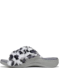 Vionic Relax II Faux Fur Leopard Print Slippers