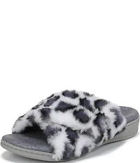 Vionic Relax II Faux Fur Leopard Print Slippers