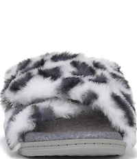 Vionic Relax II Faux Fur Leopard Print Slippers