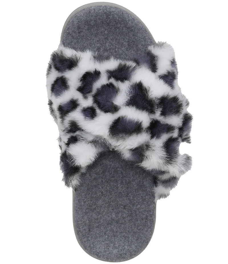 Vionic Relax II Faux Fur Leopard Print Slippers