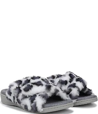 Vionic Relax II Faux Fur Leopard Print Slippers