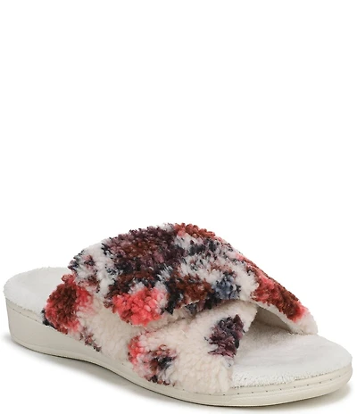 Vionic Relax II Floral Print Faux Shearling Slippers