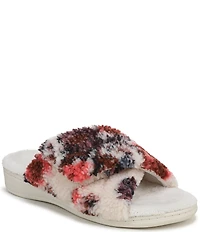 Vionic Relax II Floral Print Faux Shearling Slippers