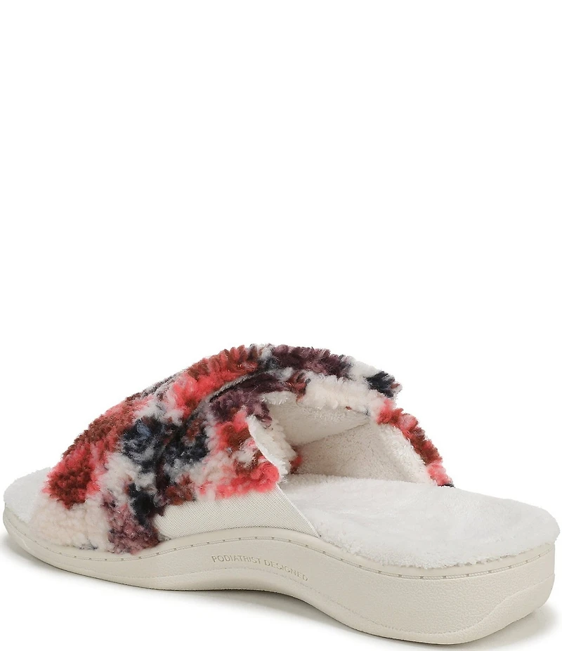 Vionic Relax II Floral Print Faux Shearling Slippers
