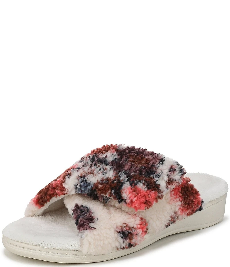 Vionic Relax II Floral Print Faux Shearling Slippers