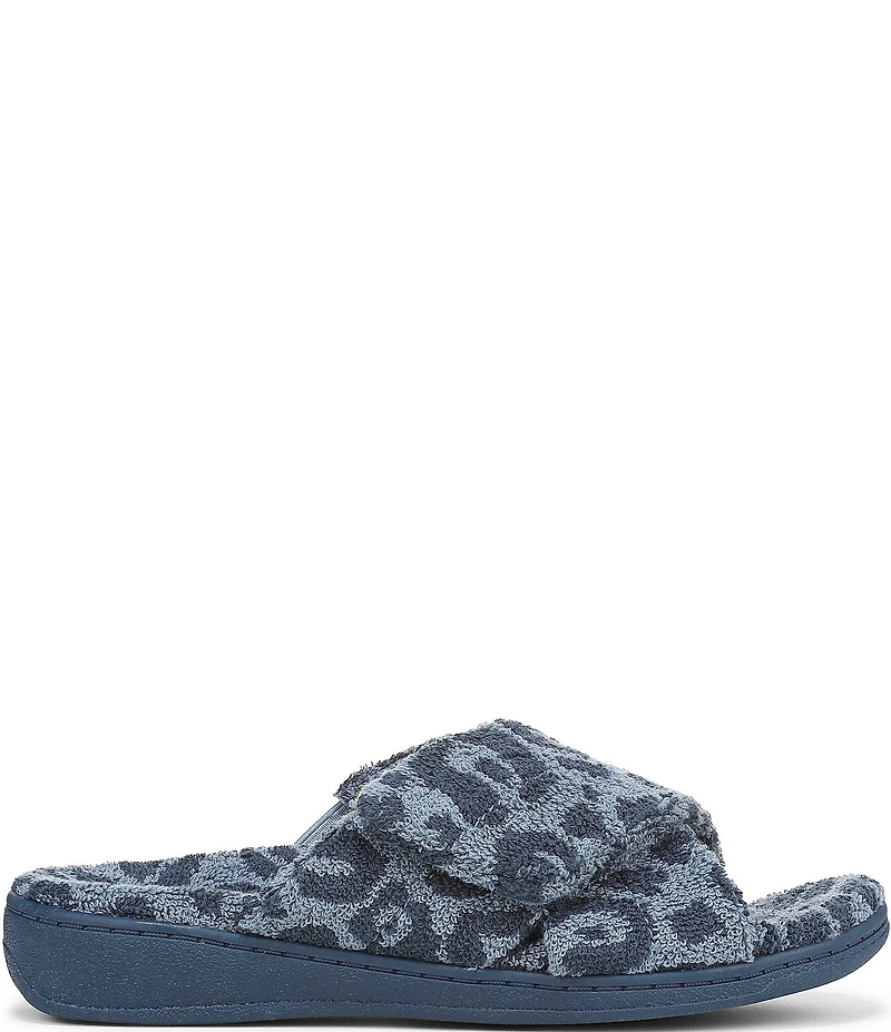 Vionic Relax II Leopard Print Terry Cloth Slide Slippers