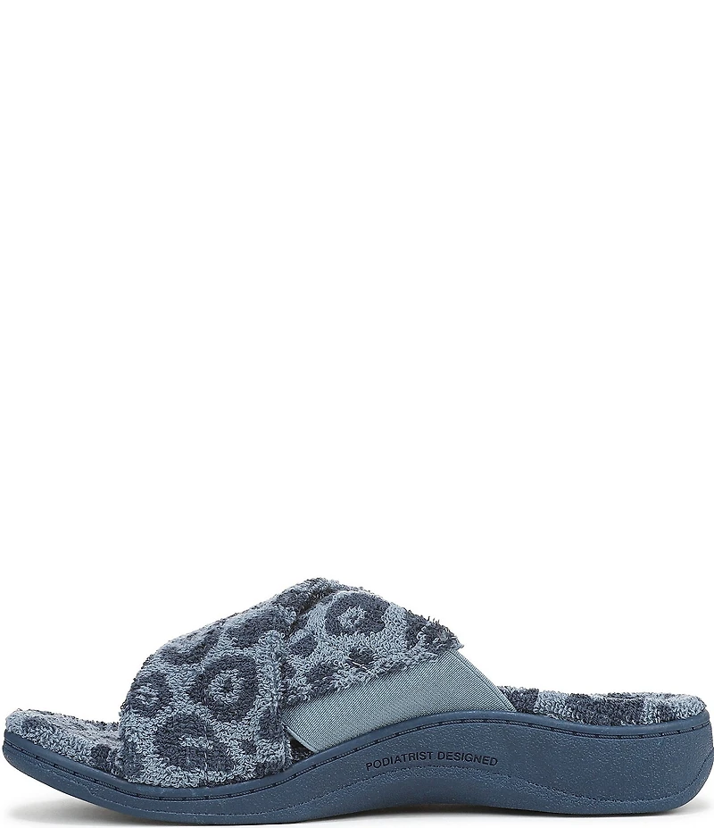 Vionic Relax II Leopard Print Terry Cloth Slide Slippers