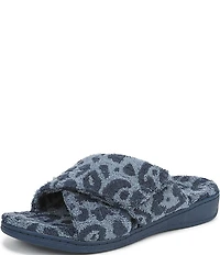 Vionic Relax II Leopard Print Terry Cloth Slide Slippers