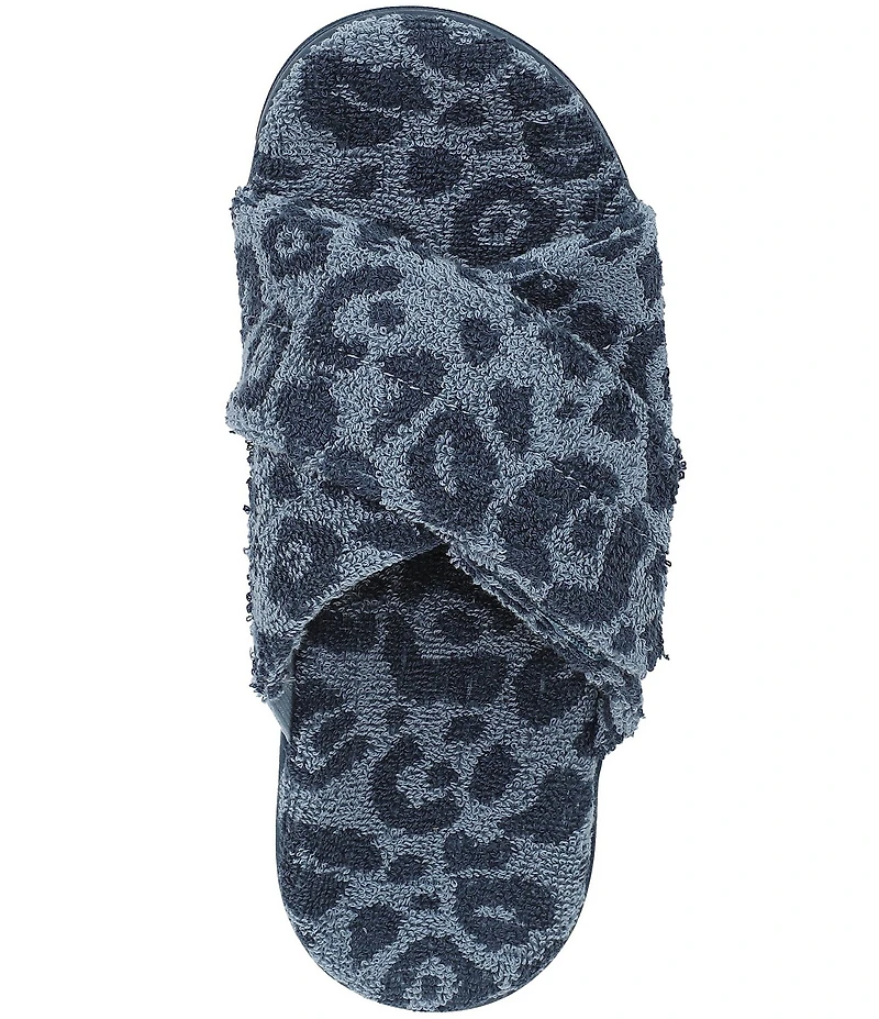 Vionic Relax II Leopard Print Terry Cloth Slide Slippers