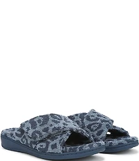 Vionic Relax II Leopard Print Terry Cloth Slide Slippers