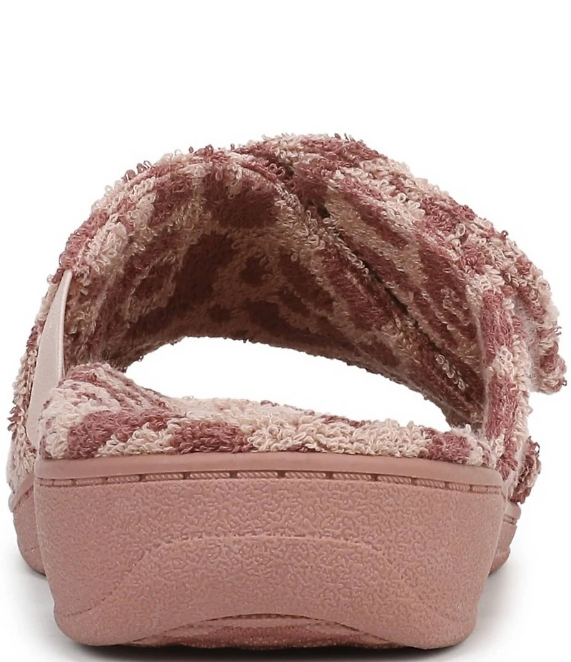 Vionic Relax II Leopard Print Terry Cloth Slide Slippers