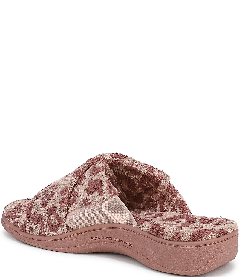 Vionic Relax II Leopard Print Terry Cloth Slide Slippers