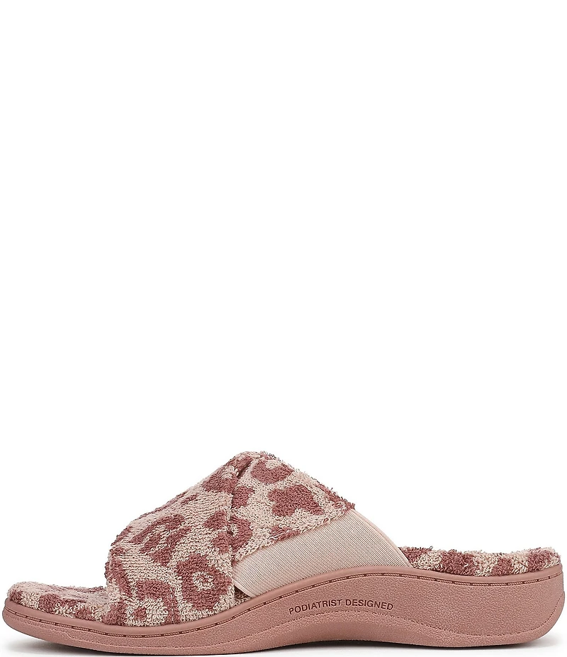 Vionic Relax II Leopard Print Terry Cloth Slide Slippers