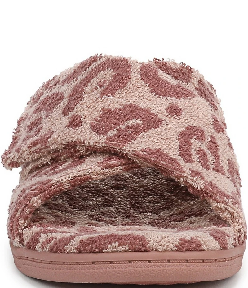 Vionic Relax II Leopard Print Terry Cloth Slide Slippers
