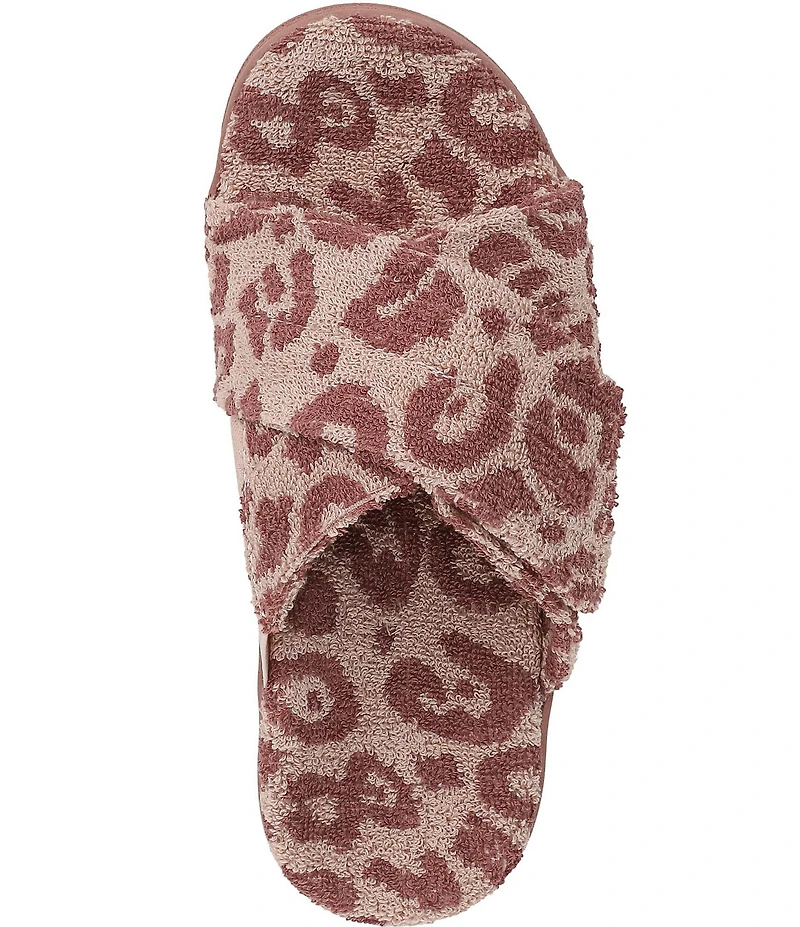 Vionic Relax II Leopard Print Terry Cloth Slide Slippers