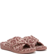 Vionic Relax II Leopard Print Terry Cloth Slide Slippers
