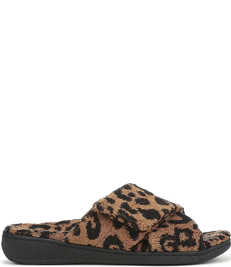 Vionic Relax II Leopard Print Terry Cloth Slide Slippers