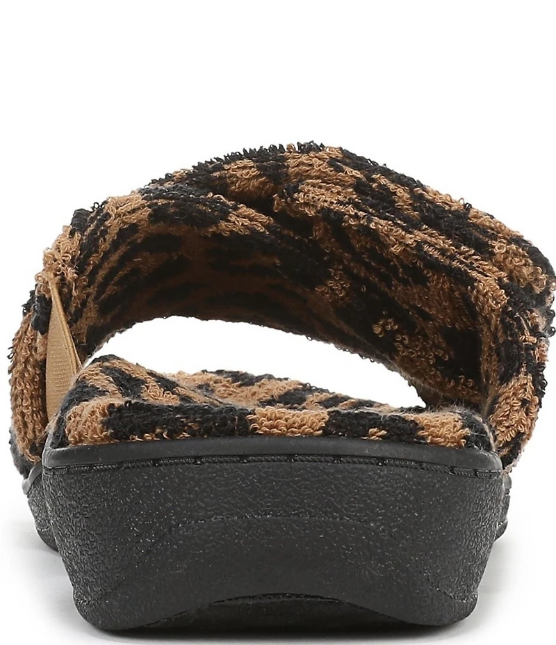 Vionic Relax II Leopard Print Terry Cloth Slide Slippers