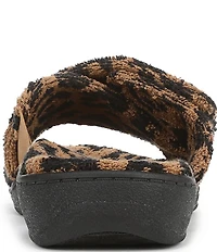 Vionic Relax II Leopard Print Terry Cloth Slide Slippers