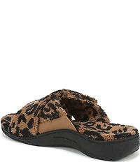 Vionic Relax II Leopard Print Terry Cloth Slide Slippers