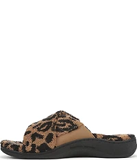 Vionic Relax II Leopard Print Terry Cloth Slide Slippers