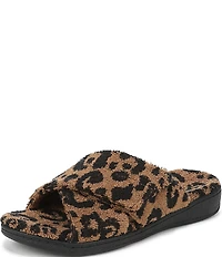 Vionic Relax II Leopard Print Terry Cloth Slide Slippers