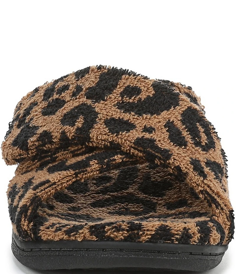 Vionic Relax II Leopard Print Terry Cloth Slide Slippers