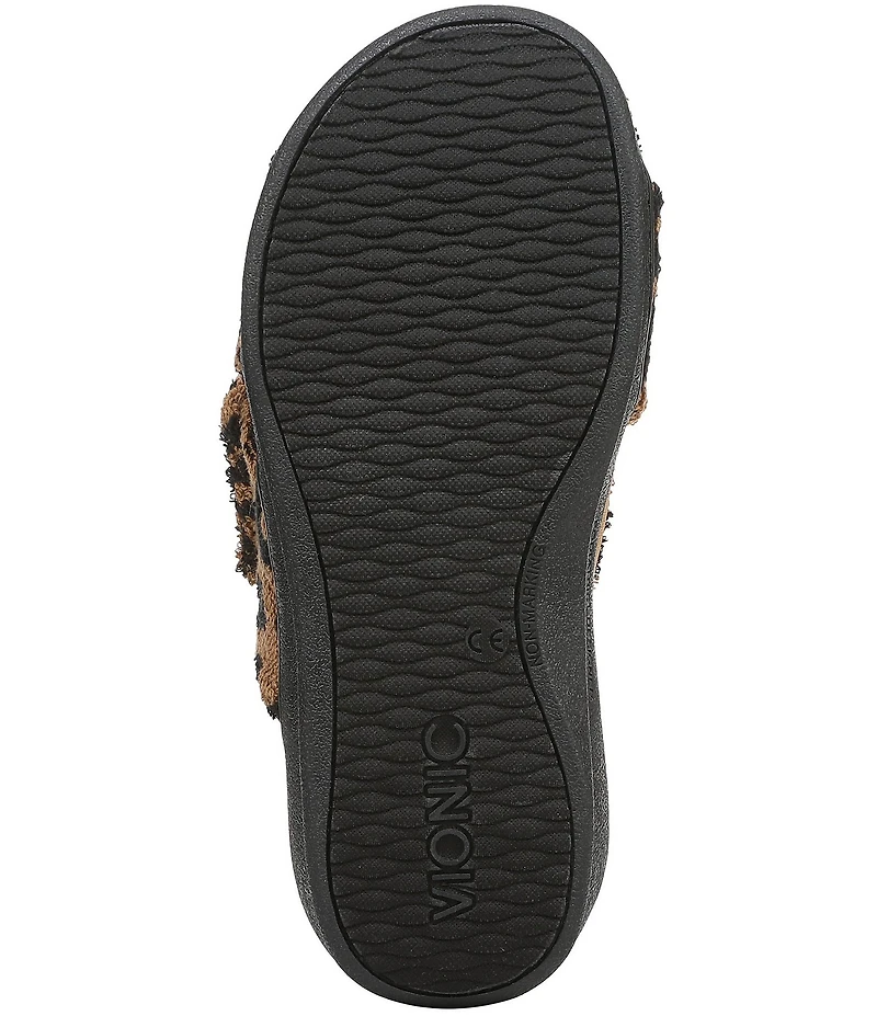 Vionic Relax II Leopard Print Terry Cloth Slide Slippers