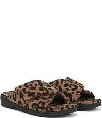 Vionic Relax II Leopard Print Terry Cloth Slide Slippers