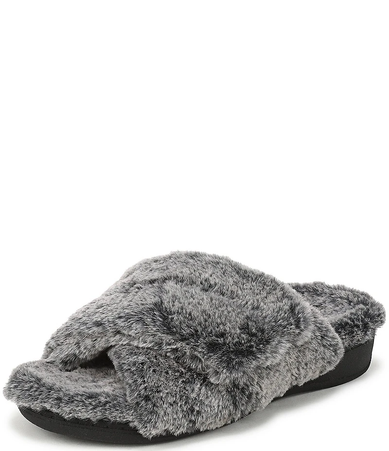 Vionic Relax II Tipped Faux Fur Slippers