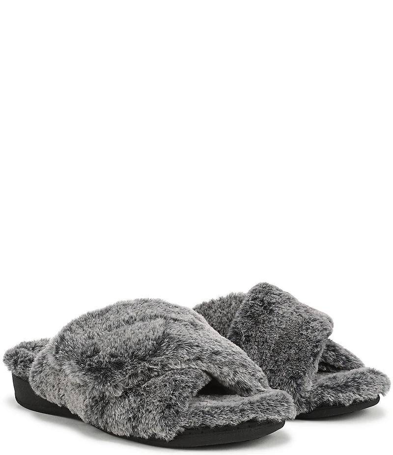 Vionic Relax II Tipped Faux Fur Slippers