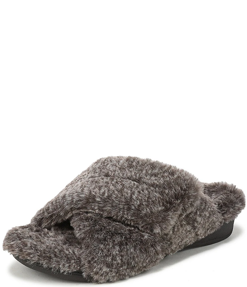 Vionic Relax II Tipped Faux Fur Slippers