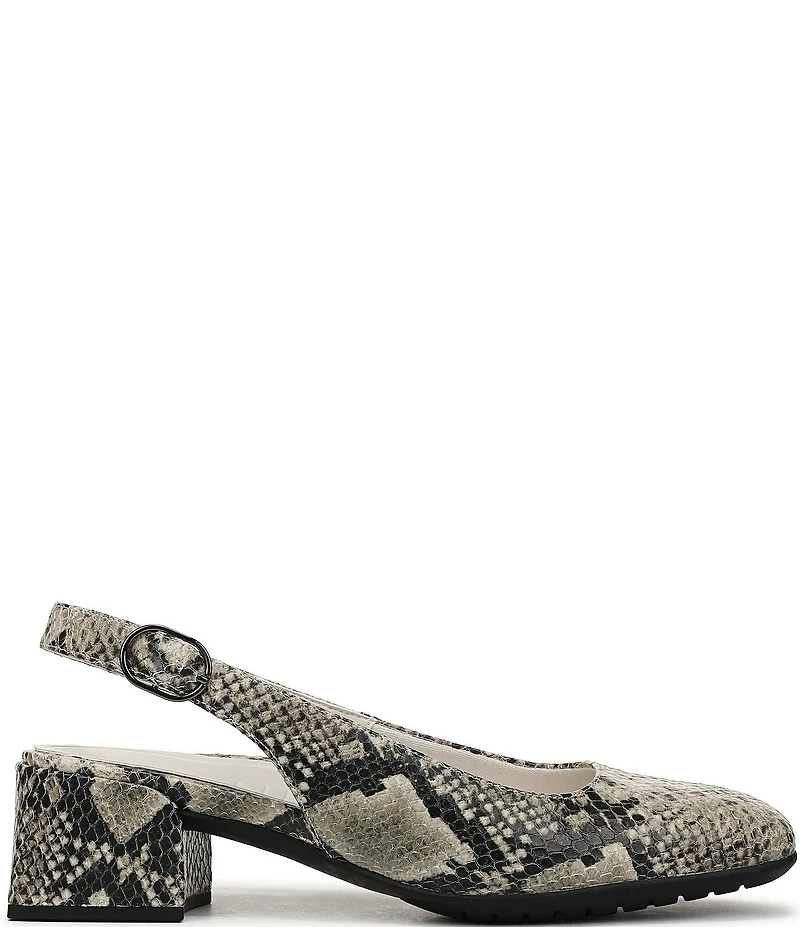 Vionic Reyes Snake Embossed Leather Slingback Pumps