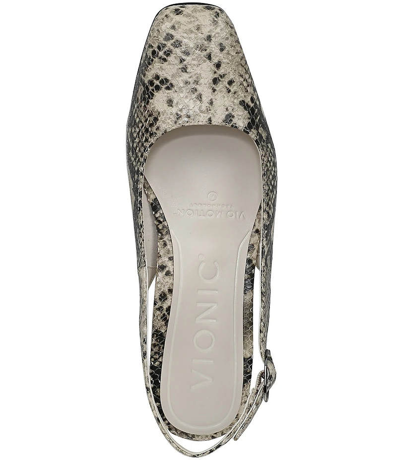 Vionic Reyes Snake Embossed Leather Slingback Pumps