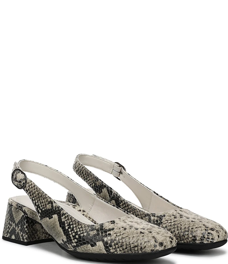 Vionic Reyes Snake Embossed Leather Slingback Pumps