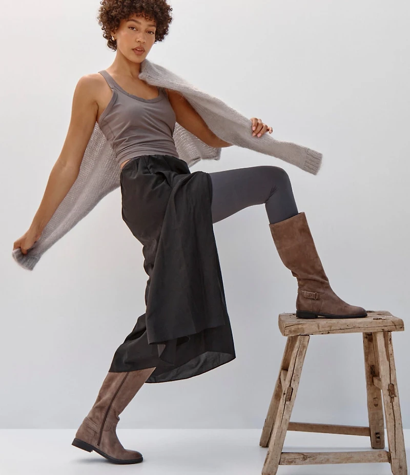 Vionic Rochelle Suede Buckle Strap Hardware Tall Boots