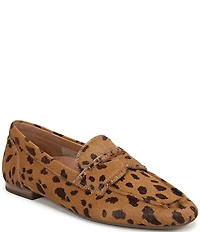 Vionic Sadie Calf Hair Leopard Print Penny Loafers