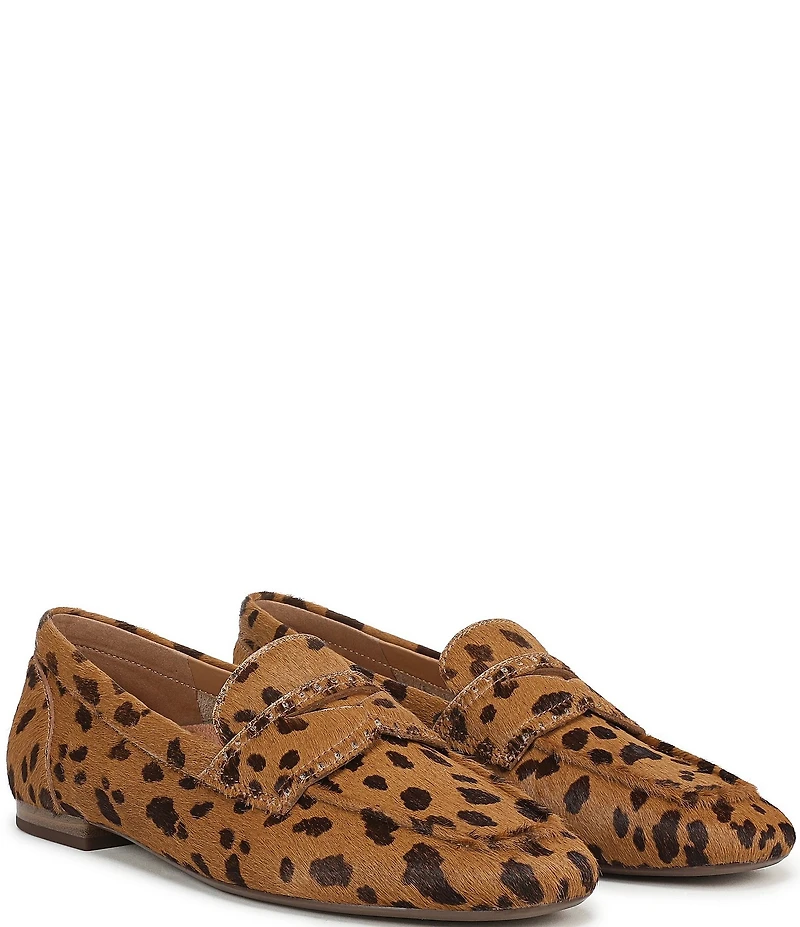 Vionic Sadie Calf Hair Leopard Print Penny Loafers