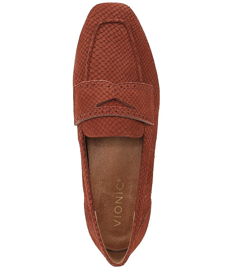 Vionic Sadie Tonal Snake Print Nubuck Penny Loafers