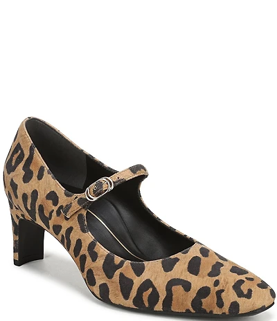 Vionic Samira Leopard Print Suede Mary Jane Pumps