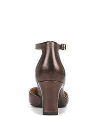 Vionic Scarlett Metallic Leather Ankle Strap Dress Pumps