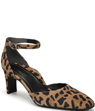 Vionic Scarlett Suede Leopard Print Dress Pumps