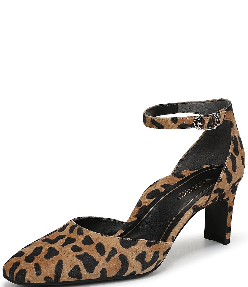 Vionic Scarlett Suede Leopard Print Dress Pumps