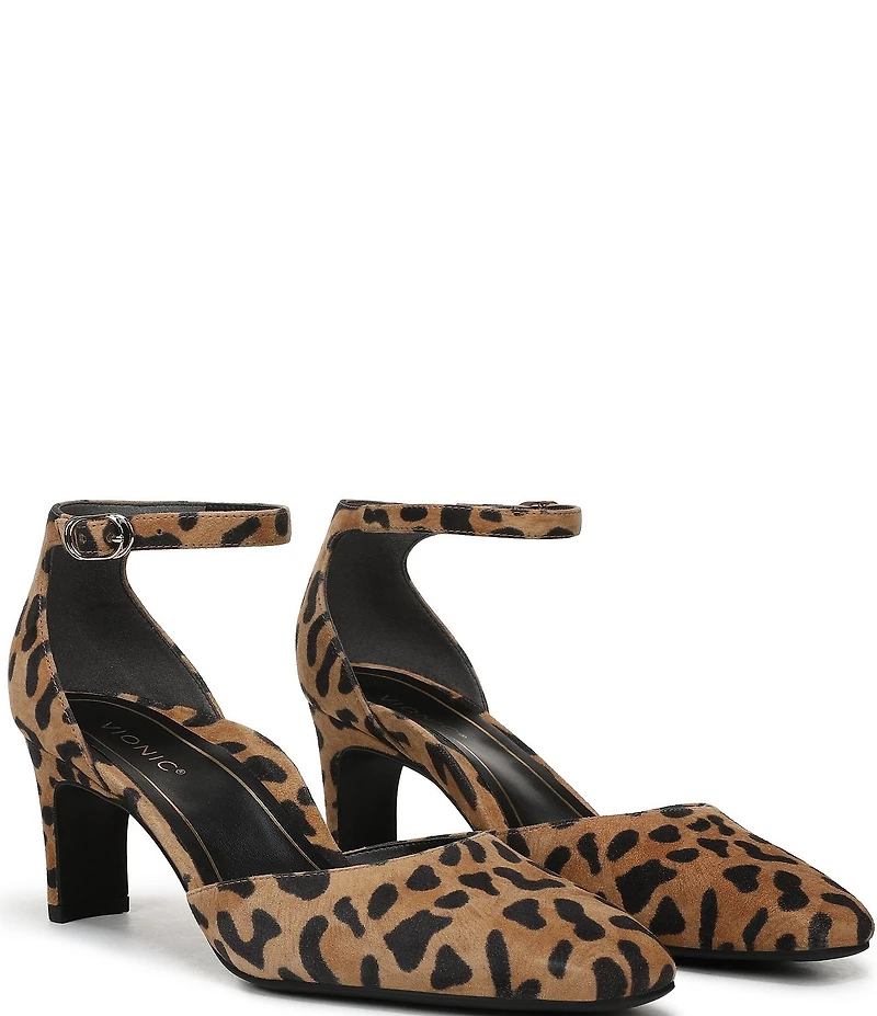 Vionic Scarlett Suede Leopard Print Dress Pumps