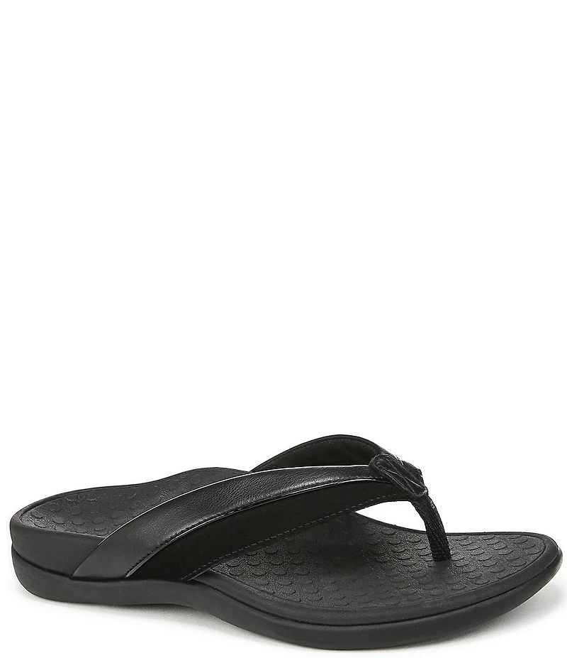 Vionic Shore Leather Trimmed Suede Thong Sandals