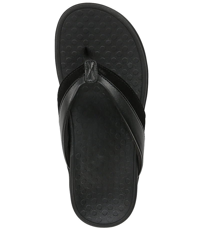 Vionic Shore Leather Trimmed Suede Thong Sandals