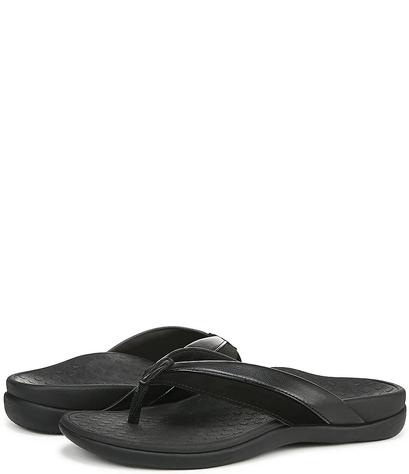 Vionic Shore Leather Trimmed Suede Thong Sandals